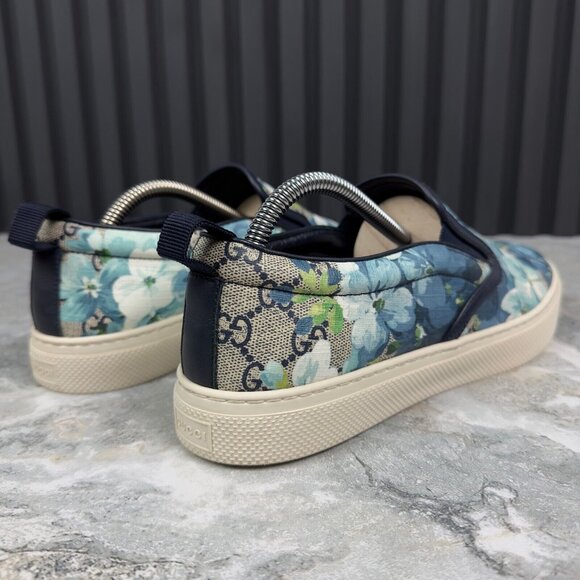 GUCCI Bloom Flower Print Blue GG Supreme Canvas Slip-on 8.5 G or 9 US 42.5 EU - Picture 7 of 16